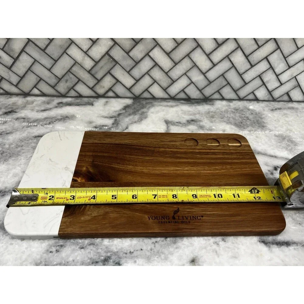 Cutting Board 13” Charcuterie Carved Wood Marble Young Living Essential Oil Tray